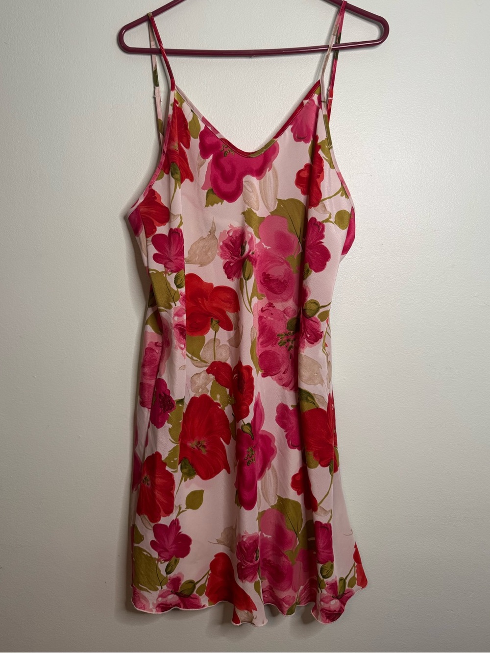 Vintage 90s Pink Floral Slip Dress (2XL)